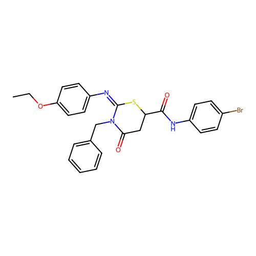 (2Z)-3-benzyl-N-(4-bromophenyl)-2-[(4-ethoxyphenyl)imino]-4-oxo-1,3-thiazinane-6-carboxamide structure