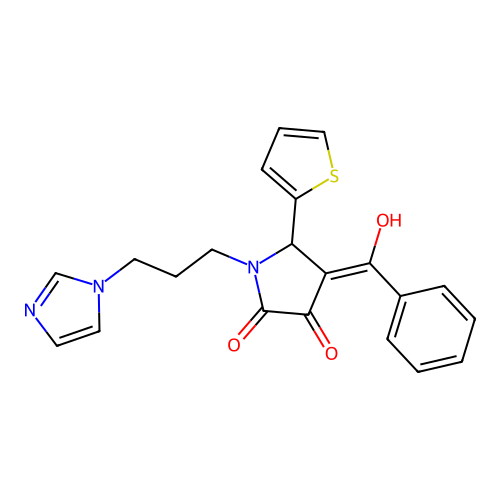 3-hydroxy-1-(3-imidazolylpropyl)-4-(phenylcarbonyl)-5-(2-thienyl)-3-pyrrolin-2 -one structure