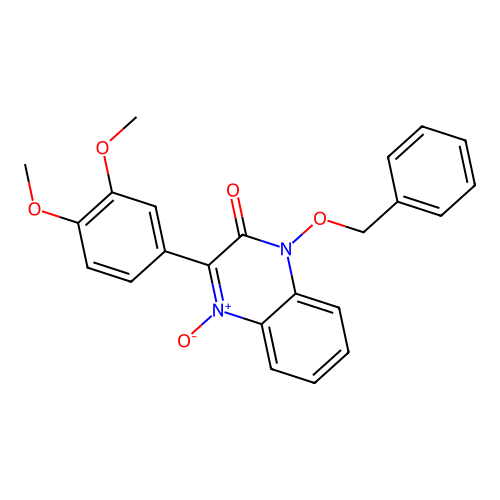 1-(benzyloxy)-3-(3,4-dimethoxyphenyl)quinoxalin-2(1H)-one 4-oxide structure