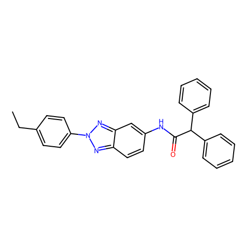 N-[2-(4-ethylphenyl)-2H-benzotriazol-5-yl]-2,2-diphenylacetamide structure