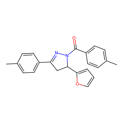 (5-(furan-2-yl)-3-(p-tolyl)-4,5-dihydro-1H-pyrazol-1-yl)(p-tolyl)methanone structure