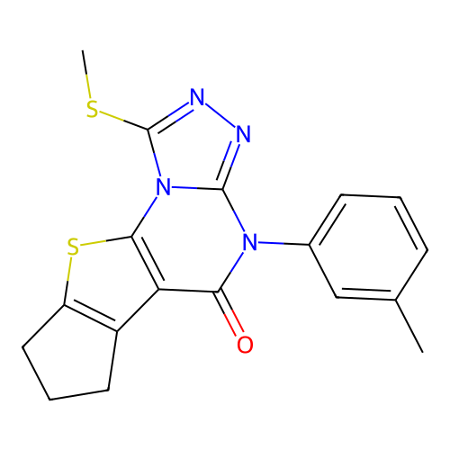 1-(methylthio)-4-(m-tolyl)-7,8-dihydro-4H-cyclopenta[4,5]thieno[3,2-e][1,2,4]triazolo[4,3-a]pyrimidin-5(6H)-one structure