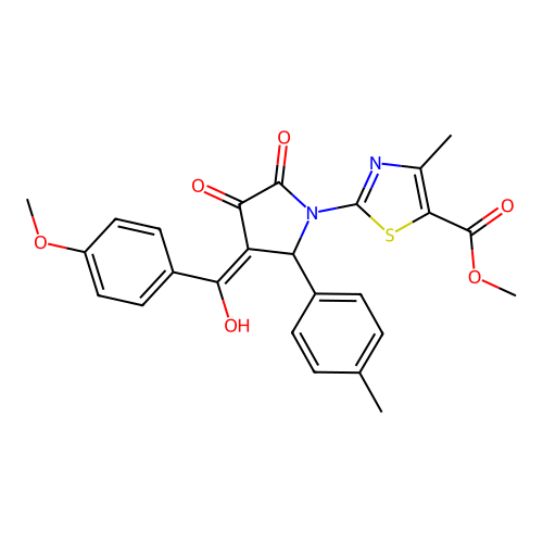 methyl 2-(3-hydroxy-4-(4-methoxybenzoyl)-2-oxo-5-(p-tolyl)-2,5-dihydro-1H-pyrrol-1-yl)-4-methylthiazole-5-carboxylate structure