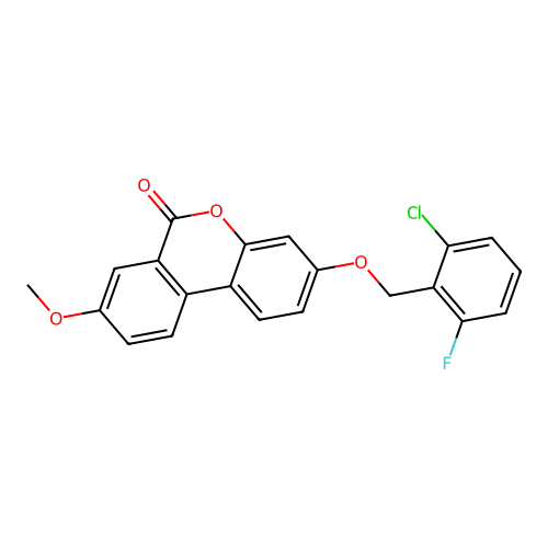 3-((2-chloro-6-fluorobenzyl)oxy)-8-methoxy-6H-benzo[c]chromen-6-one structure