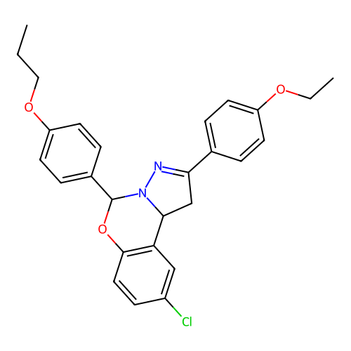 1-[2-chloro-6-(4-propoxyphenyl)(6H,10aH-benzo[e]2-pyrazolino[1,5-c]1,3-oxazin- 9-yl)]-4-ethoxybenzene structure