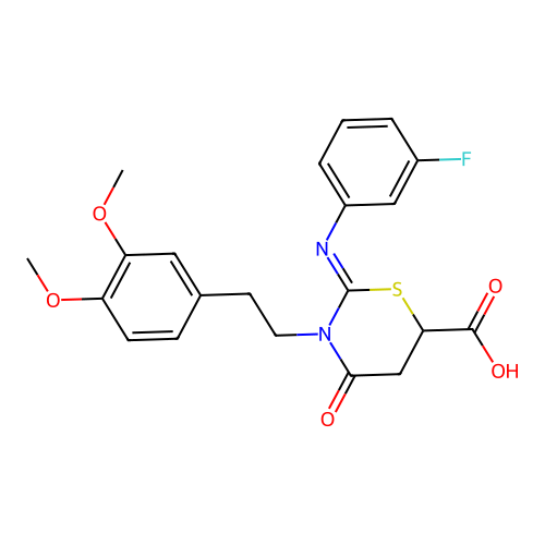 3-[2-(3,4-dimethoxyphenyl)ethyl]-2-(3-fluorophenyl)imino-4-oxo-1,3-thiazinane-6-carboxylic Acid structure