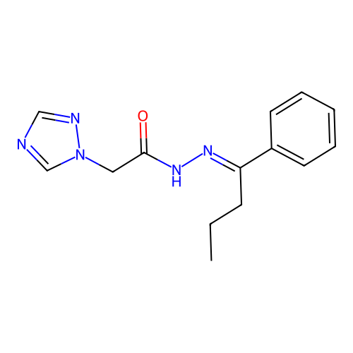 N'-[(1E)-1-phenylbutylidene]-2-(1H-1,2,4-triazol-1-yl)acetohydrazide structure