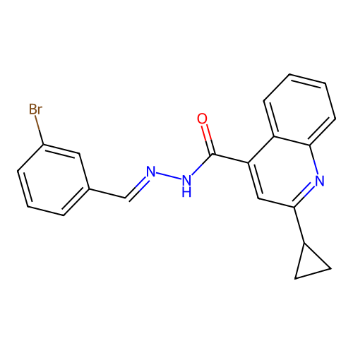 N'-[(E)-(3-bromophenyl)methylidene]-2-cyclopropylquinoline-4-carbohydrazide structure