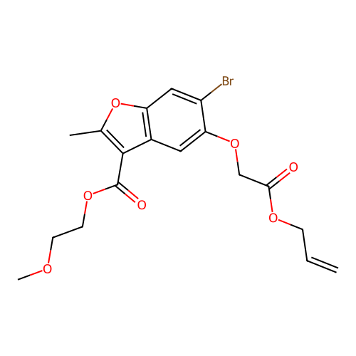 2-methoxyethyl 5-(2-(allyloxy)-2-oxoethoxy)-6-bromo-2-methylbenzofuran-3-carboxylate structure