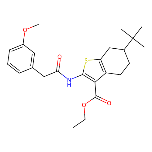ethyl 6-(tert-butyl)-2-(2-(3-methoxyphenyl)acetamido)-4,5,6,7-tetrahydrobenzo[b]thiophene-3-carboxylate structure