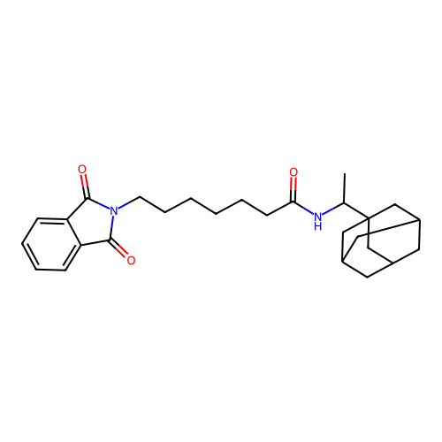 N-(1-((3r,5r,7r)-adamantan-1-yl)ethyl)-7-(1,3-dioxoisoindolin-2-yl)heptanamide structure