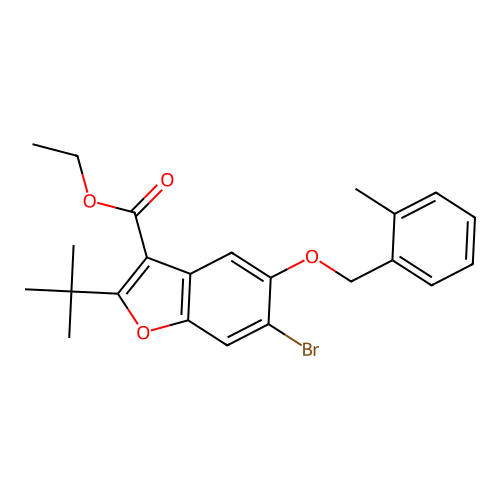 Ethyl 6-bromo-2-tert-butyl-5-[(2-methylbenzyl)oxy]-1-benzofuran-3-carboxylate structure