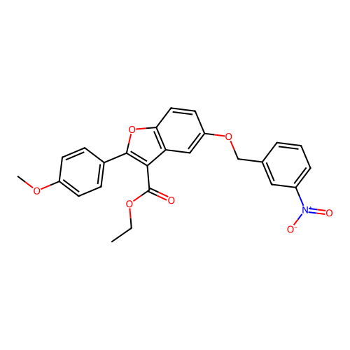 Ethyl 2-(4-methoxyphenyl)-5-[(3-nitrophenyl)methoxy]-1-benzofuran-3-carboxylate structure