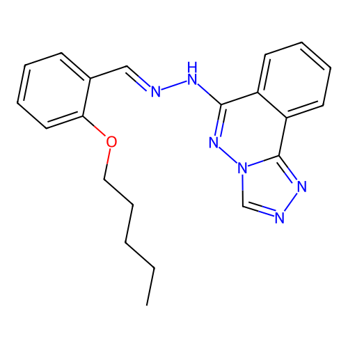 (E)-6-(2-(2-(pentyloxy)benzylidene)hydrazinyl)-[1,2,4]triazolo[3,4-a]phthalazine structure