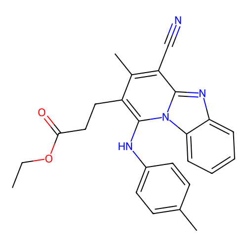 ethyl 3-[4-cyano-3-methyl-1-(4-methylanilino)pyrido[1,2-a]benzimidazol-2-yl]propanoate structure