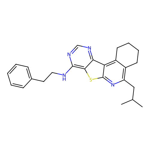 5-(2-methylpropyl)-N-(2-phenylethyl)-1,2,3,4-tetrahydropyrimido[4',5':4,5]thieno[2,3-c]isoquinolin-8-amine structure