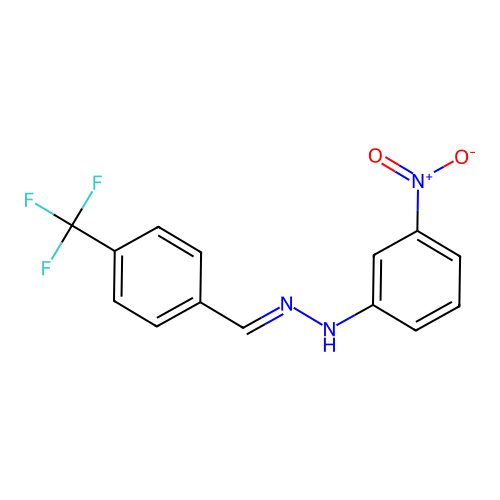 (2E)-1-(3-nitrophenyl)-2-[4-(trifluoromethyl)benzylidene]hydrazine structure