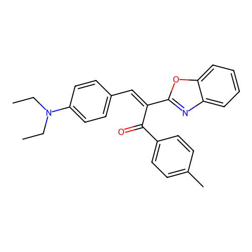 (2Z)-2-(1,3-benzoxazol-2-yl)-3-[4-(diethylamino)phenyl]-1-(4-methylphenyl)prop-2-en-1-one structure