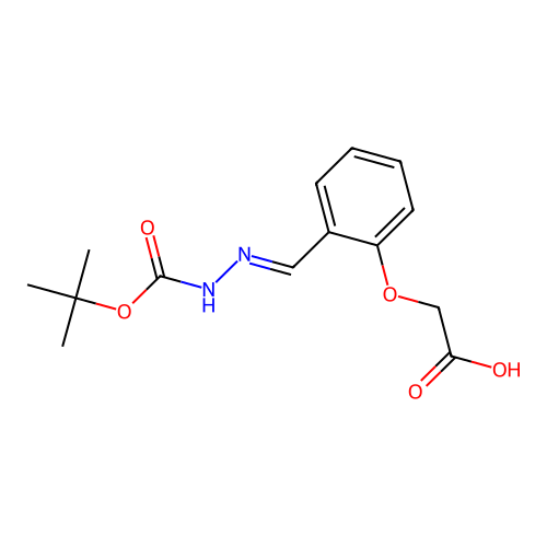(2-{(E)-[2-(tert-butoxycarbonyl)hydrazinylidene]methyl}phenoxy)acetic acid structure