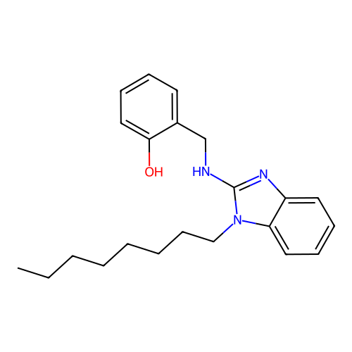2-{[(1-octyl-1H-benzimidazol-2-yl)amino]methyl}phenol structure