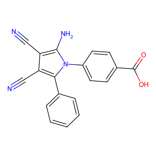 4-(2-Amino-3,4-dicyano-5-phenylpyrrol-1-yl)benzoic acid structure