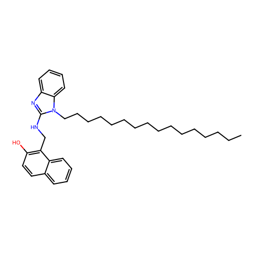 1-{[(1-hexadecyl-1H-benzimidazol-2-yl)amino]methyl}naphthalen-2-ol structure