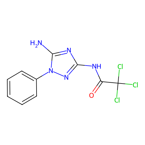 N-(5-amino-1-phenyl-1,2,4-triazol-3-yl)-2,2,2-trichloroacetamide structure