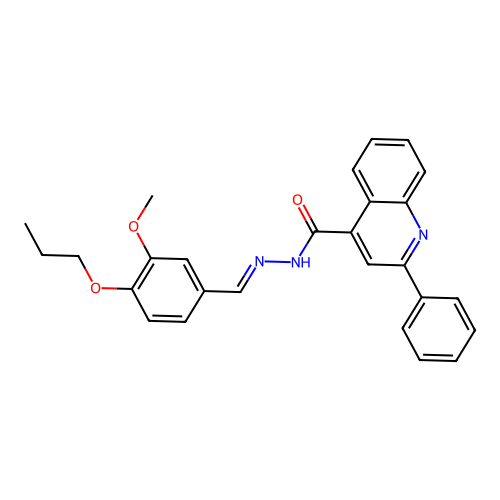N-[(E)-(3-methoxy-4-propoxyphenyl)methylideneamino]-2-phenylquinoline-4-carboxamide structure