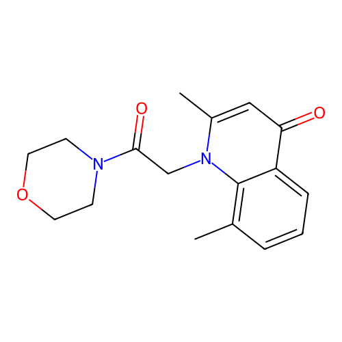 2,8-dimethyl-1-[2-(morpholin-4-yl)-2-oxoethyl]quinolin-4(1H)-one structure