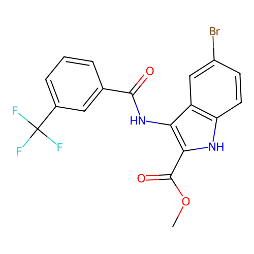 Methyl 5-bromo-3-[[3-(trifluoromethyl)benzoyl]amino]-1H-indole-2-carboxylate structure
