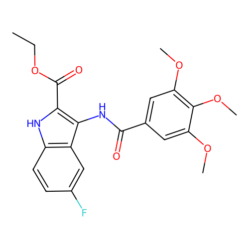 ethyl 5-fluoro-3-[(3,4,5-trimethoxybenzoyl)amino]-1H-indole-2-carboxylate structure