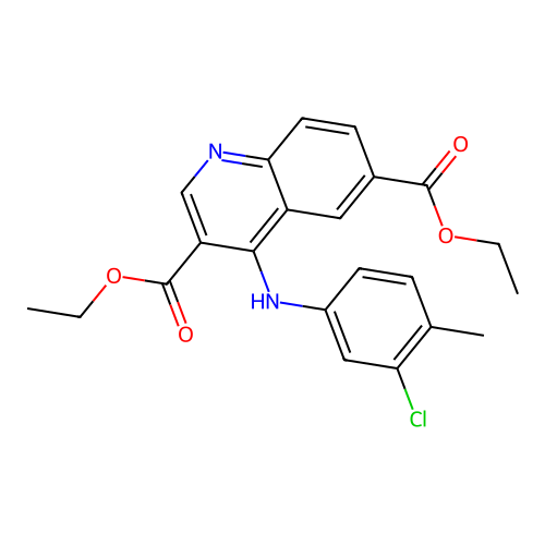 Diethyl 4-((3-chloro-4-methylphenyl)amino)quinoline-3,6-dicarboxylate structure