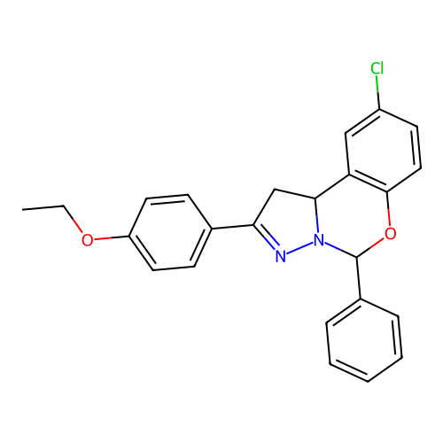 9-chloro-2-(4-ethoxyphenyl)-5-phenyl-1,10b-dihydropyrazolo[1,5-c][1,3]benzoxazine structure