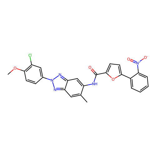 N-(2-(3-chloro-4-methoxyphenyl)-6-methyl-2H-benzo[d][1,2,3]triazol-5-yl)-5-(2-nitrophenyl)furan-2-carboxamide structure