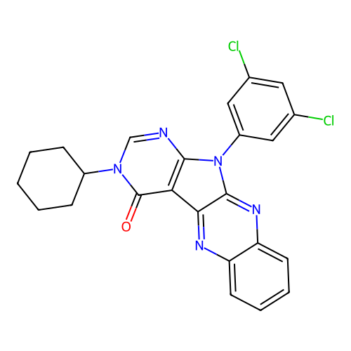 3-cyclohexyl-11-(3,5-dichlorophenyl)-3,11-dihydro-4H-pyrimido[5',4':4,5]pyrrolo[2,3-b]quinoxalin-4-one structure