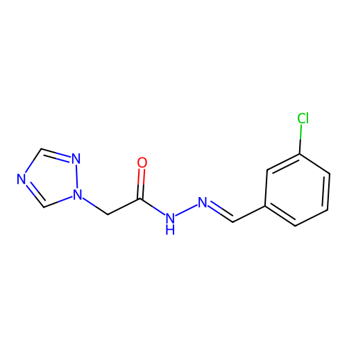 N-[(E)-(3-chlorophenyl)methylideneamino]-2-(1,2,4-triazol-1-yl)acetamide structure