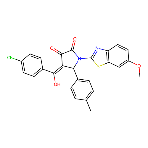 (4E)-4-[(4-chlorophenyl)(hydroxy)methylidene]-1-(6-methoxy-1,3-benzothiazol-2-yl)-5-(4-methylphenyl)pyrrolidine-2,3-dione structure