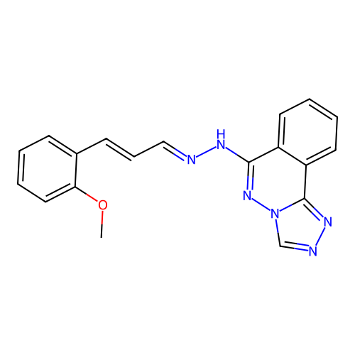 (6Z)-6-{(2E)-[(2E)-3-(2-methoxyphenyl)prop-2-en-1-ylidene]hydrazinylidene}-5,6-dihydro[1,2,4]triazolo[3,4-a]phthalazine structure