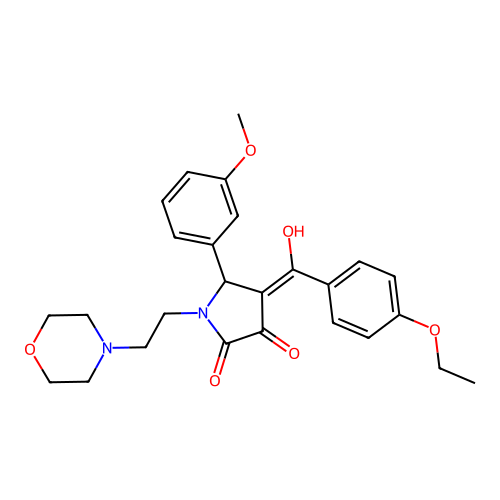(4E)-4-[(4-ethoxyphenyl)-hydroxymethylidene]-5-(3-methoxyphenyl)-1-(2-morpholin-4-ylethyl)pyrrolidine-2,3-dione structure