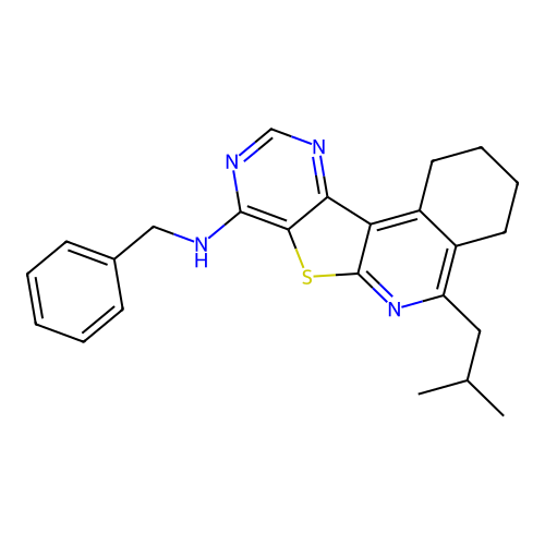 N-benzyl-5-(2-methylpropyl)-1,2,3,4-tetrahydropyrimido[4',5':4,5]thieno[2,3-c]isoquinolin-8-amine structure