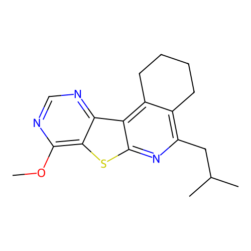 5-isobutyl-8-methoxy-1,2,3,4-tetrahydropyrimido[4',5':4,5]thieno[2,3-c]isoquinoline structure