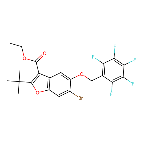 Ethyl 6-bromo-2-tert-butyl-5-[(pentafluorobenzyl)oxy]-1-benzofuran-3-carboxylate structure