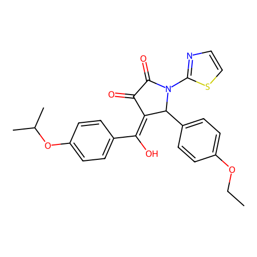 (4E)-5-(4-ethoxyphenyl)-4-[hydroxy-(4-propan-2-yloxyphenyl)methylidene]-1-(1,3-thiazol-2-yl)pyrrolidine-2,3-dione structure