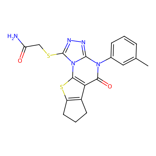 2-((5-oxo-4-(m-tolyl)-5,6,7,8-tetrahydro-4H-cyclopenta[4,5]thieno[3,2-e][1,2,4]triazolo[4,3-a]pyrimidin-1-yl)thio)acetamide structure