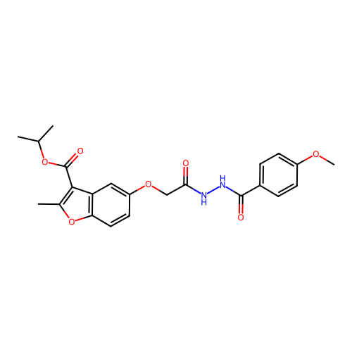 Propan-2-yl 5-[[(4-methoxybenzoyl)amino]carbamoylmethoxy]-2-methyl-benzofuran-3-carboxylate structure