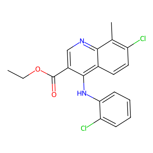 Ethyl 7-chloro-4-[(2-chlorophenyl)amino]-8-methylquinoline-3-carboxylate structure