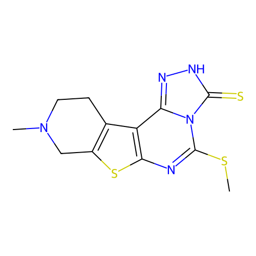9-METHYL-5-(METHYLSULFANYL)-8,9,10,11-TETRAHYDROPYRIDO[4',3':4,5]THIENO[3,2-E][1,2,4]TRIAZOLO[4,3-C]PYRIMIDIN-3-YLHYDROSULFIDE structure