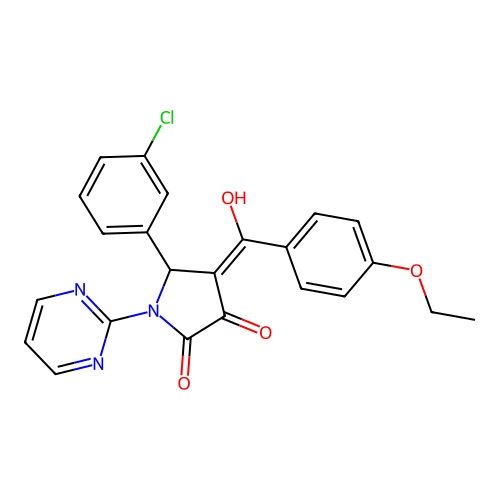 5-(3-chlorophenyl)-4-(4-ethoxybenzoyl)-3-hydroxy-1-(pyrimidin-2-yl)-1H-pyrrol-2(5H)-one structure