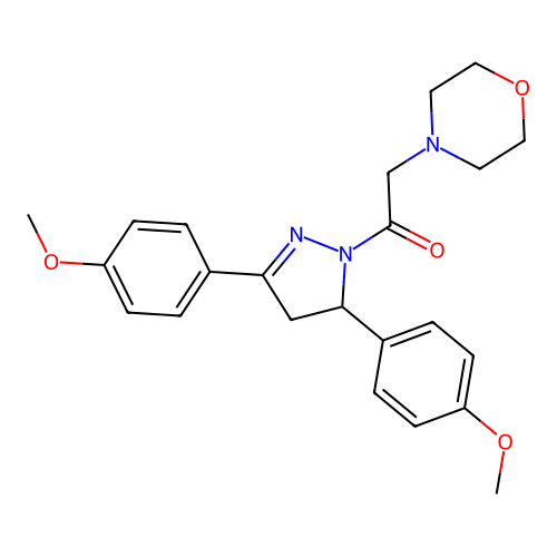 1-(3,5-bis(4-methoxyphenyl)-4,5-dihydro-1H-pyrazol-1-yl)-2-morpholinoethanone structure