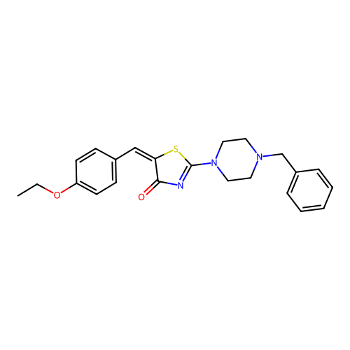 (E)-2-(4-benzylpiperazin-1-yl)-5-(4-ethoxybenzylidene)thiazol-4(5H)-one structure